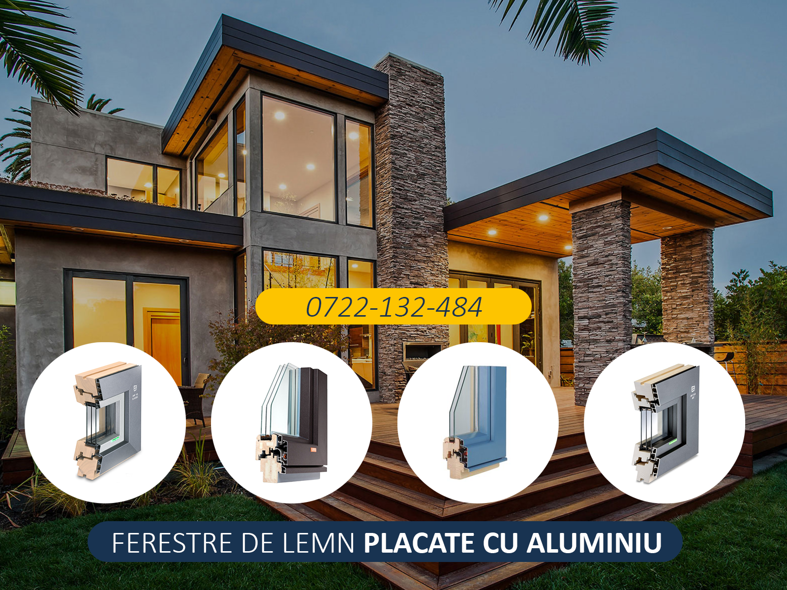 ferestre din lemn placate cu aluminiu